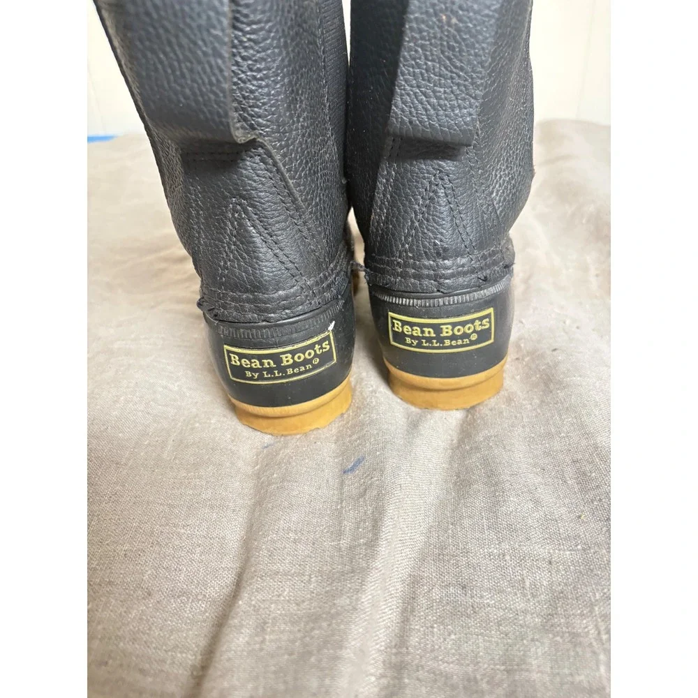 LL Bean Duck Boots Womens 7 M Chelsea Slip On Black Leather Waterproof 503047